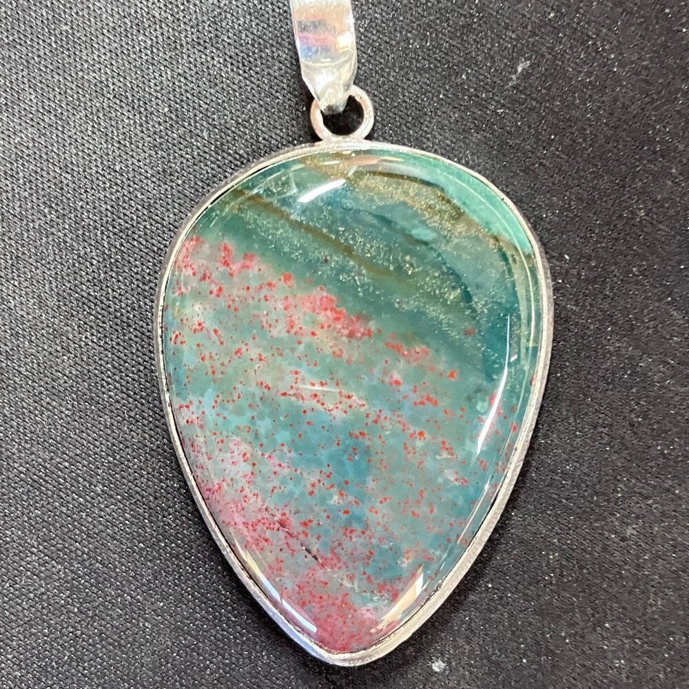Bloodstone Heliotrope Crystal Stone Jewelry Pendant